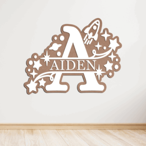 Baby Name Sign 2 Layer Rocket