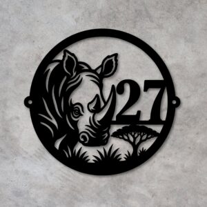 Rhino House Number Plaque