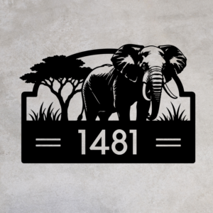 Elephant House Number Plaque Cutting File Laser Cut