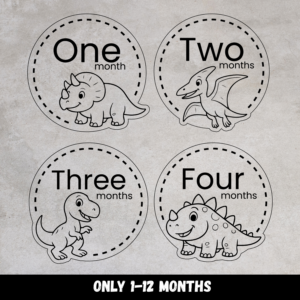 Dinosaur Baby Milestones 1-12 Months Design Bundle