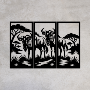 Wildebeest 3 Panel Wall Art Design File
